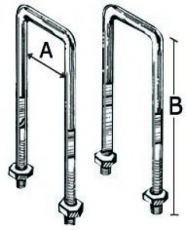 U-f�rmige Befestigungsklemmer f�r feste oder bewegliche Mittelrollen, 50mm, L=142mm