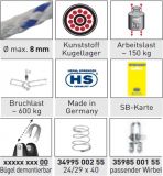 Sprenger - 8mm Kugellager-Block mit 2 Rollen, Bgel und Hundsfott