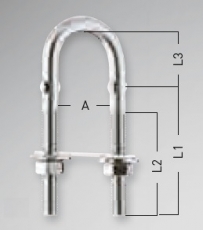 WICHARD U-Bolzen - Edelstahl rostfrei, Gummimanschette schwarz, 110 mm, M10