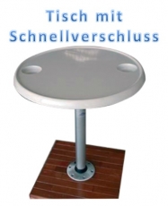 Tisch - rund aus Vollkunststoff mit Alu Tischbein und Montagefu 610mm
