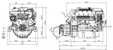 Dieselmotor Sole Mini 74 mit 4 Zylindern 70 PS mit TM 93 hydraulischem Wendegetriebe 2,77