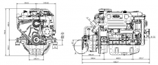 Dieselmotor Sole SM 82mit 4 Zylindern 82 PS mit TM 345 hydraulischem Wendegetriebe 2,00