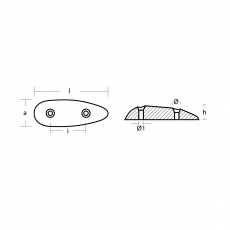 Plattenanode oval 117x43x20 Zink