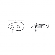 Plattenanode oval 85x47x20 Zink