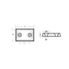 Plattenanode BOSTON 70x50x14 H.C. Zink