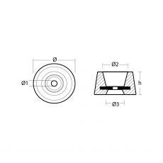 Plattenanode Anodes Vetus round anode with steel insert Durchmesser 78 H45 Aluminium