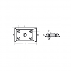 Plattenanode Plate for Hulls 122x81x20 x 5 Loch Zink