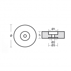 Rumpf und Heckanoden Disc anode for Stern Magnesium 0,83kg