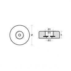 Rumpf und Heckanoden Disc anode for Stern Zink 2,0kg