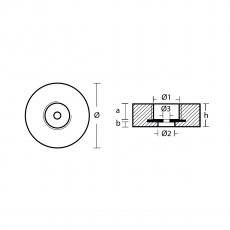 Rumpf und Heckanoden Disc anode for Stern Magnesium 0,98kg