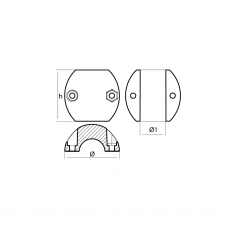 Wellenanode Shaft USA Typ Kugelform Aluminium Welle 25,4mm