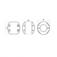 Wellenanode Shaft USA Typ Kugelform Aluminium Welle 57,10mm