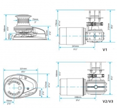 Ankerwinden Lewmar Modell V3 Gypsy/Drum Kettennuss und Verholspill fr Kette DIN766 10mm 24V