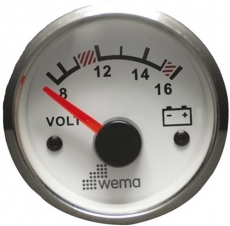 Voltmeter Spannungsanzeige WEMA weiß 8 bis 16V Voltmeter Spannungsanzeige WEMA weiß 8 bis 16V