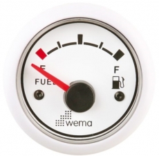 Anzeige Treibstoff weiß 0-190 Ohm WEMA Serie Black White Anzeige Treibstoff weiß 0-190 Ohm WEMA Serie Black White