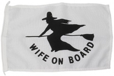 Frau an Bord Flagge schwarz 30 x 45cm Frau an Bord Flagge schwarz 30 x 45cm