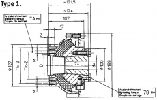 Centaflex Elastische Kupplungen 4''-5"-Flange, HBW, SOM, Velvet, ZF-BW7-A+C, BW12, Technodrive Type M-160-K1.0 inkl. 30mm Wellenflansch