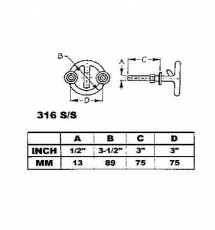 Wasserski- Haken aus Niro Durchmesser13 mm