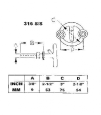 Wasserski- Haken aus Niro Durchmesser 9 mm