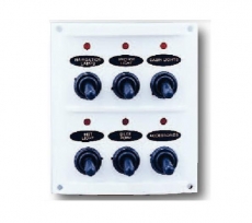 Schalttafel 12 V mit 6 Schaltern weier Kunststoff Mit LED BBN4