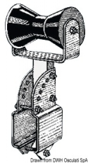 Zentrale kleine Kielrolle mit verstellbarem Halter, 70x70mm Zentrale kleine Kielrolle mit verstellbarem Halter, 70x70mm