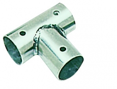 Relingstütze Grundplatte geneigtes T, 90°, für Rohre mit 25mm Relingstütze Grundplatte geneigtes T, 90°, für Rohre mit 25mm