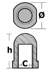 Wellenanode 22/25 mm, Gewinde 16x2,0 Zink
