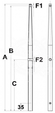 Relingsttze aus Edelstahl, 465mm lang