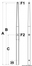 Relingsttze aus Edelstahl mit Kugelkopf, 465mm lang