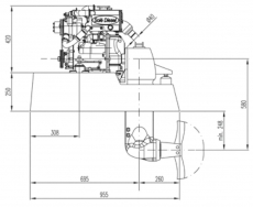 Sol Dieselmotoren Sol Mini 17 SD mit 2 Zylindern und Saildrive SeaProp 60