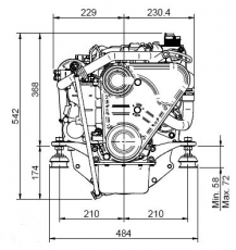 Sol Dieselmotoren Sol Mini 17 SD mit 2 Zylindern und Saildrive SeaProp 60