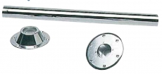 Tischfu mit Rohr aus verchromten Stahl
