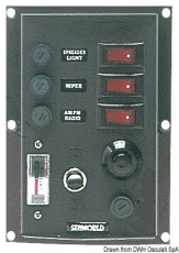 Schalttafel aus Nylon mit beleuchteten Wippschaltern Druckschalter Horn + 1 voltmeter Schalttafel aus Nylon mit beleuchteten Wippschaltern Druckschalter Horn + 1 voltmeter