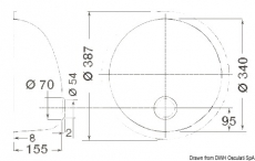 Runde Splen aus hochglanzpoliertem Edelstahl. Auenma Durchmesser 387mm