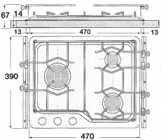 Techimpex Gaskochfelder Modell Pianotre 3 Flammen