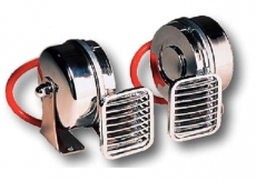 Zweiklanghorn Messing verchromt doppelt 410 / 490 Hz