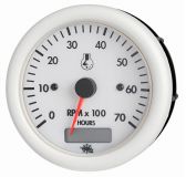 Drehzahlmesser 2/4 Takt 0-7000 Umin mit Betriebstundenzhler Linie GUARDIAN Anzeige wei Blende wei 12V