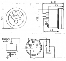 ldruck Anzeige wei Blende wei 0-10 bar 24V
