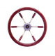 Steuerrad 6-Speichen, NIRO mit Griff und Teil der Speichen aus Mahagoni 390mm