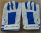 Ziegenlederhandschuhe mit 3 Fingerkuppen blau/wei� Gr��e S