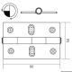 Scharnier Edelstahl herausragender Kern 80x50 mm