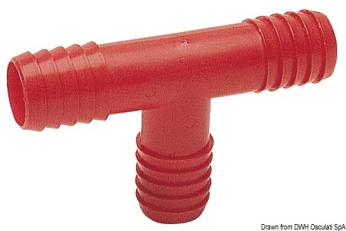 T-Anschlüsse aus rotem Nylon für Wasserleitungen 20mm