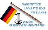 Fahnenstock Lnge 600mm 22mm Durchmesser mit Halter 90 und Flagge
