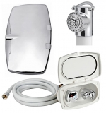 Duschkabine NEW EDGE aus UV-beständigem LURAN Schlauch 2,5m Dusche Typ MIZAR verchromt Duschkabine NEW EDGE aus UV-beständigem LURAN Schlauch 2,5m Dusche Typ MIZAR verchromt