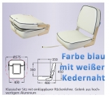 Klassischer Sitz mit einklappbarer Rückenlehne blau Klassischer Sitz mit einklappbarer Rückenlehne blau