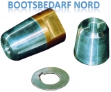 Hutmutter mit Zinkanode komplett mit NIRO-Sicherungblech. ø Welle 40mm Gewinde M27 x 2 Hutmutter mit Zinkanode komplett mit NIRO-Sicherungblech. ø Welle 40mm Gewinde M27 x 2