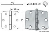 Scharnier Edelstahl herausragender Kern 74x75 mm Scharnier Edelstahl herausragender Kern 74x75 mm