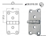Scharnier Edelstahl herausragender Kern 75x40 mm Scharnier Edelstahl herausragender Kern 75x40 mm