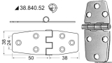 Scharnier Edelstahl herausragender Kern 84x38 mm Scharnier Edelstahl herausragender Kern 84x38 mm