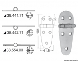 Scharnier Edelstahl Halbeingebauter Kern 101x41,5 mm Scharnier Edelstahl Halbeingebauter Kern 101x41,5 mm